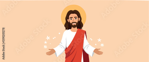 compassionate jesus christ with outstretched arms embodying hope and faith