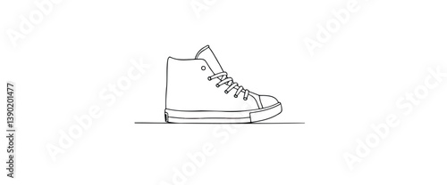 drawing of a high-top canvas shoe with laces
