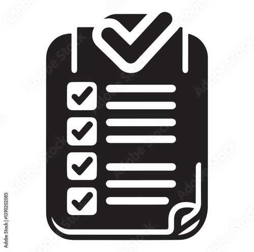 Minimal Checklist logotype, to-do list with checkmarks icon Silhouettes Vector Icon.