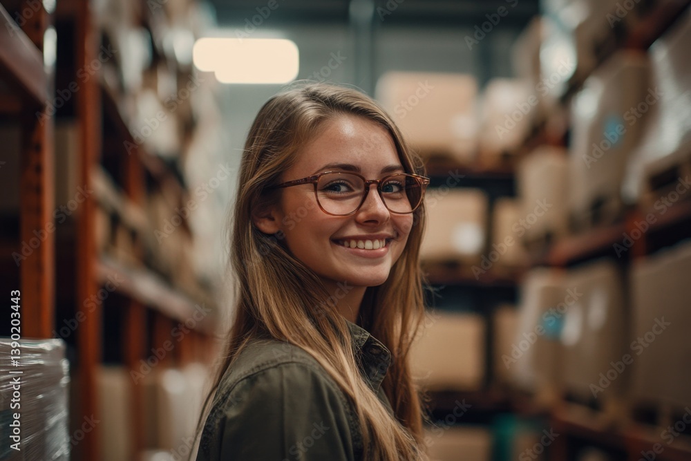 Smiling portrait of female warehouse managers Smiling portrait of female warehouse managers