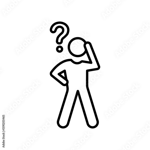 Man confused linear icon. Action line customizable illustration. Contour symbol. Vector isolated outline drawing. Editable stroke