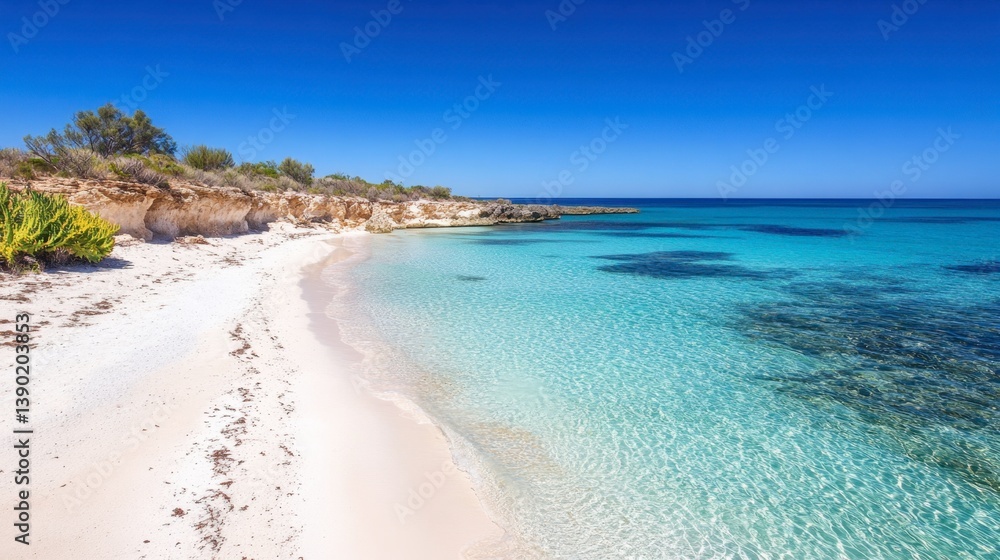 Obraz premium Clear water and underwater coral visible at Turquoise Bay, Ningaloo Reef