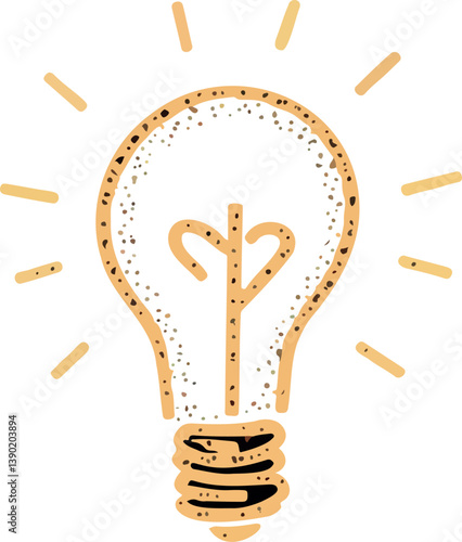 golden textured lightbulb symbolizing a bright idea.