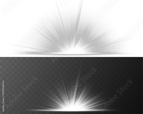 Shimmering light flash erupts with star-dust brilliance. Bokeh particles swirl gently inside solar explosion ring. Glowing flare glistens sharply with radiant white center. Dust sparkle effect floats 