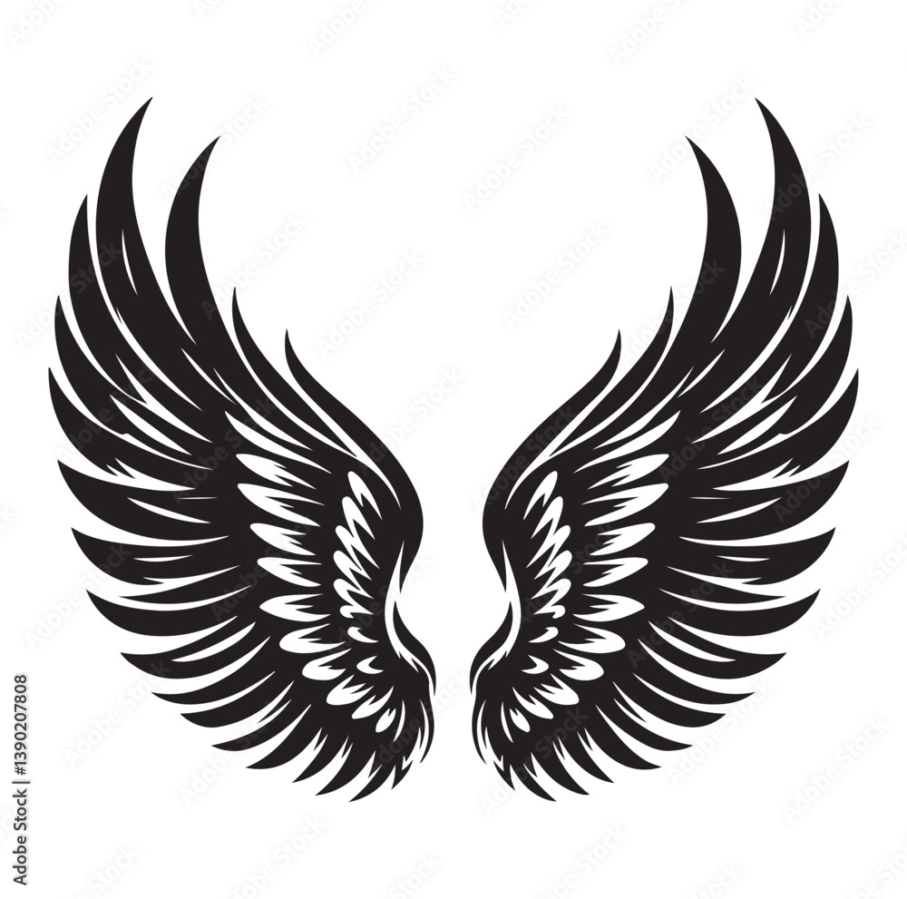 Fototapeta premium Wings icons silhouette vector for your design on white background