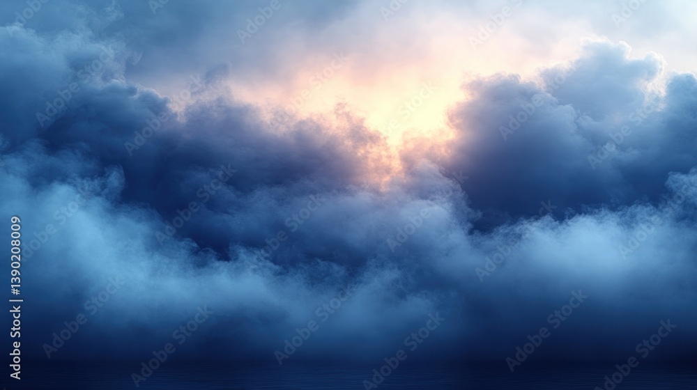 Obraz premium Dramatic sunset view from above the clouds, showcasing vibrant colors and textures.