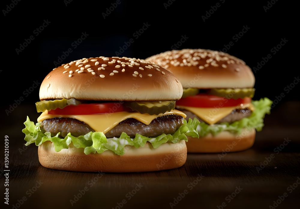 Juicy Cheeseburgers with Crisp Lettuce and Tomato Juicy Cheeseburgers with Crisp Lettuce and Tomato