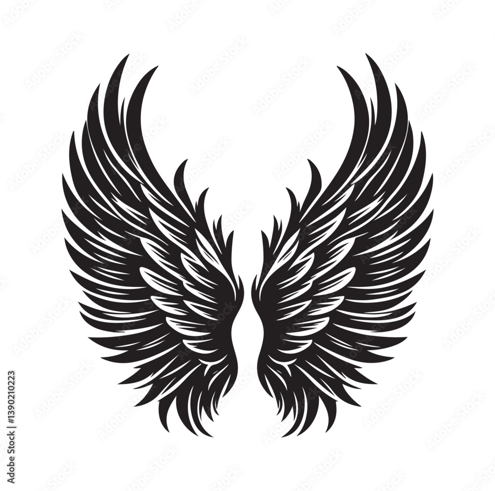 Fototapeta premium Wings icons silhouette vector for your design on white background