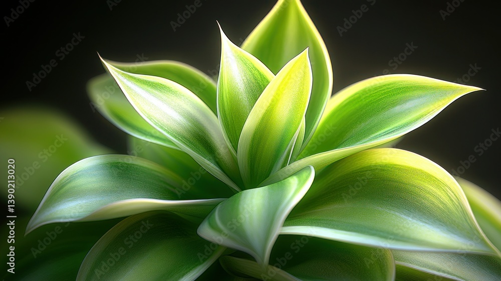 Fototapeta premium Close-up of vibrant green plant with white stripes