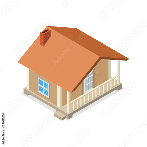 3D Isometric Flat Vector Set of Village Buildings, Various Small and Big Houses. Item 8