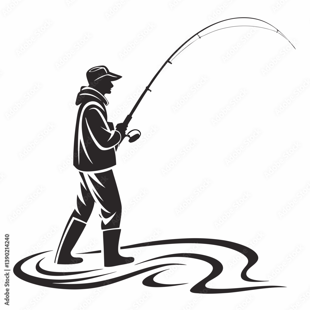Obraz premium fisher vector silhouette black design white background