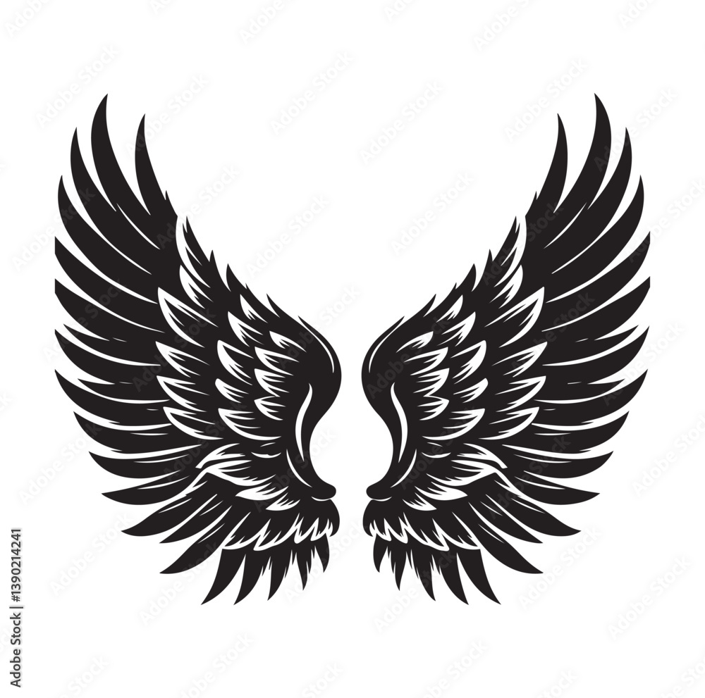 Fototapeta premium Wings icons silhouette vector for your design on white background