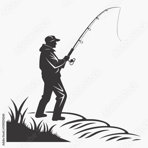 fisher vector silhouette black design white background