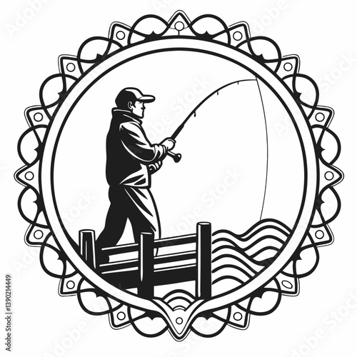 fisher vector silhouette black design white background