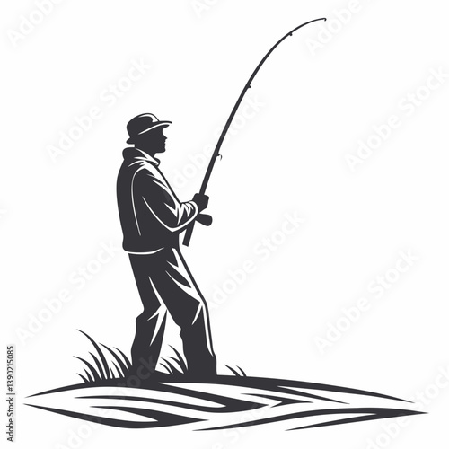 fisher vector silhouette black design white background