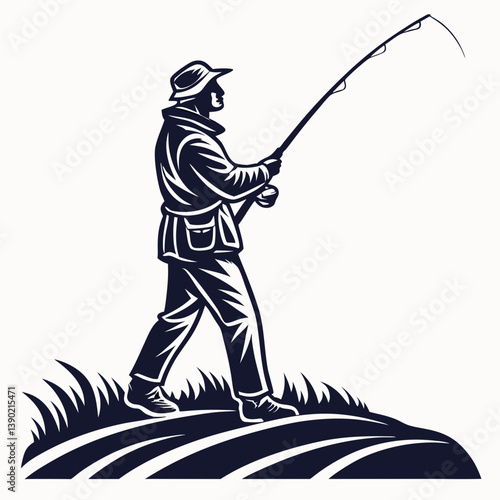 fisher vector silhouette black design white background