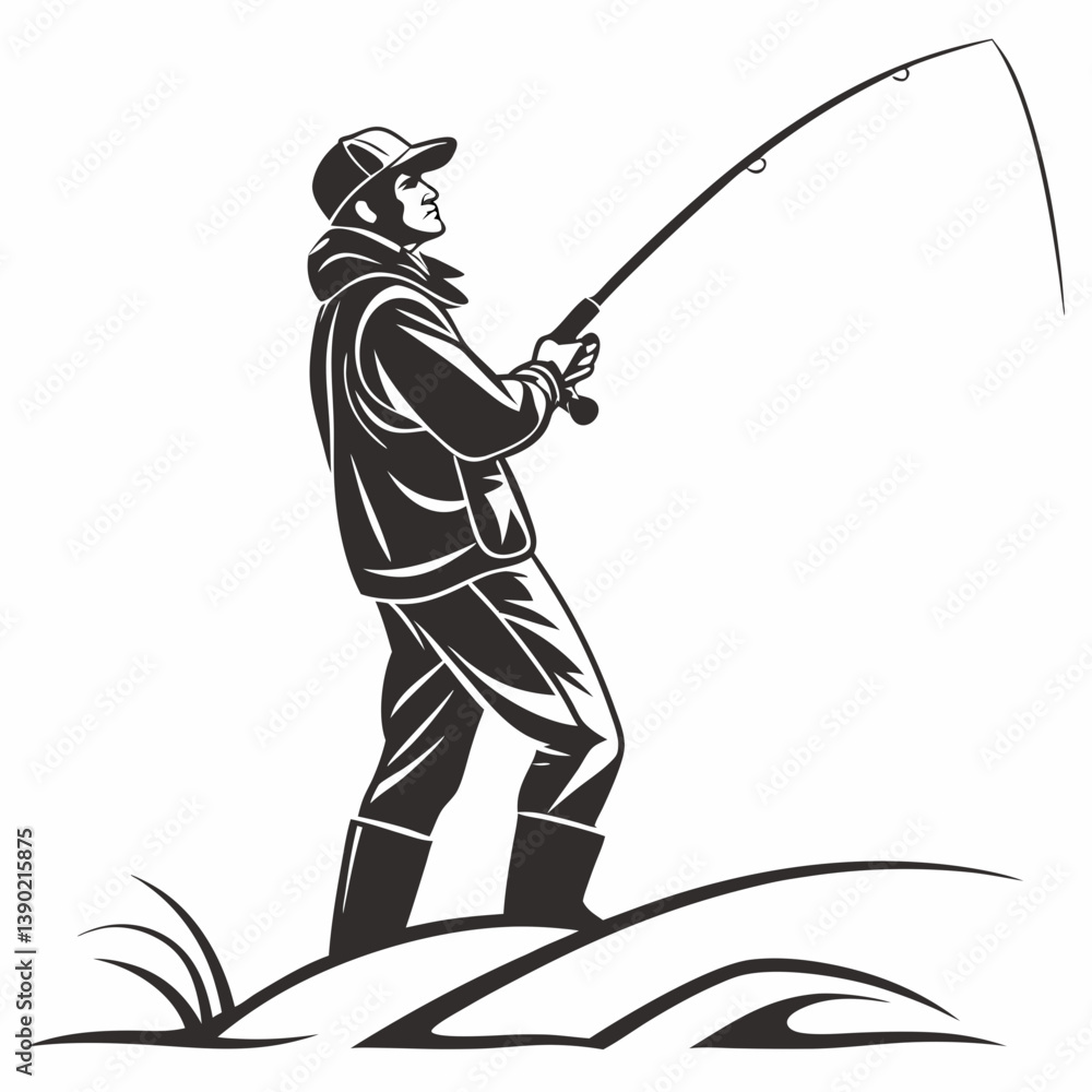 Obraz premium fisher vector silhouette black design white background