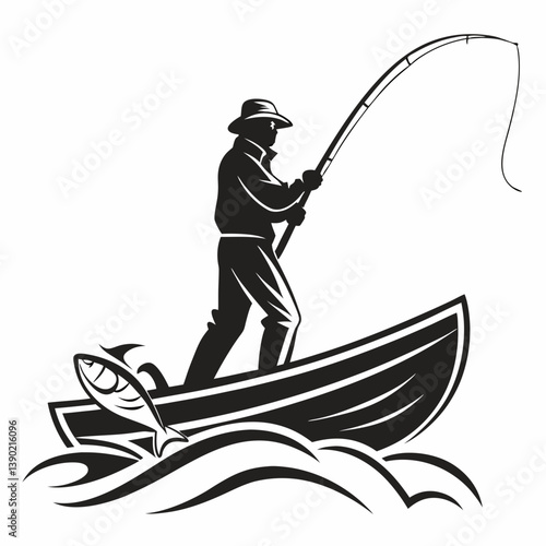 fisher vector silhouette black design white background