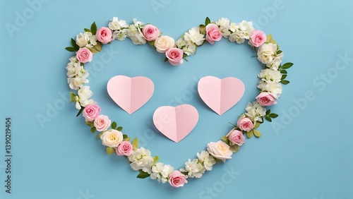 Floral heart valentine's day love romance flowers roses decoration design