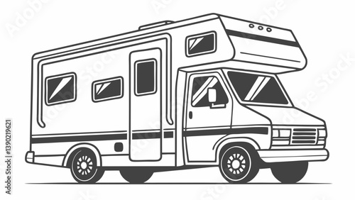 R V Motorhome Camper Van Outline Illustration vehicle