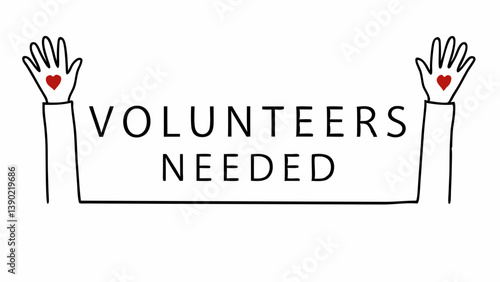 Raised hands, volunteer spirit