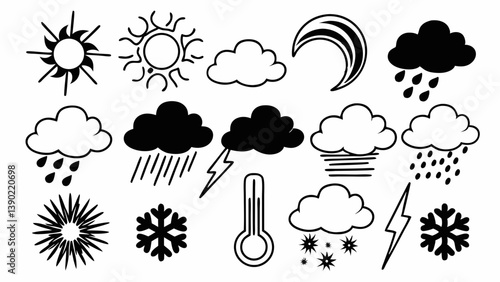 weather icons, meteorological symbols