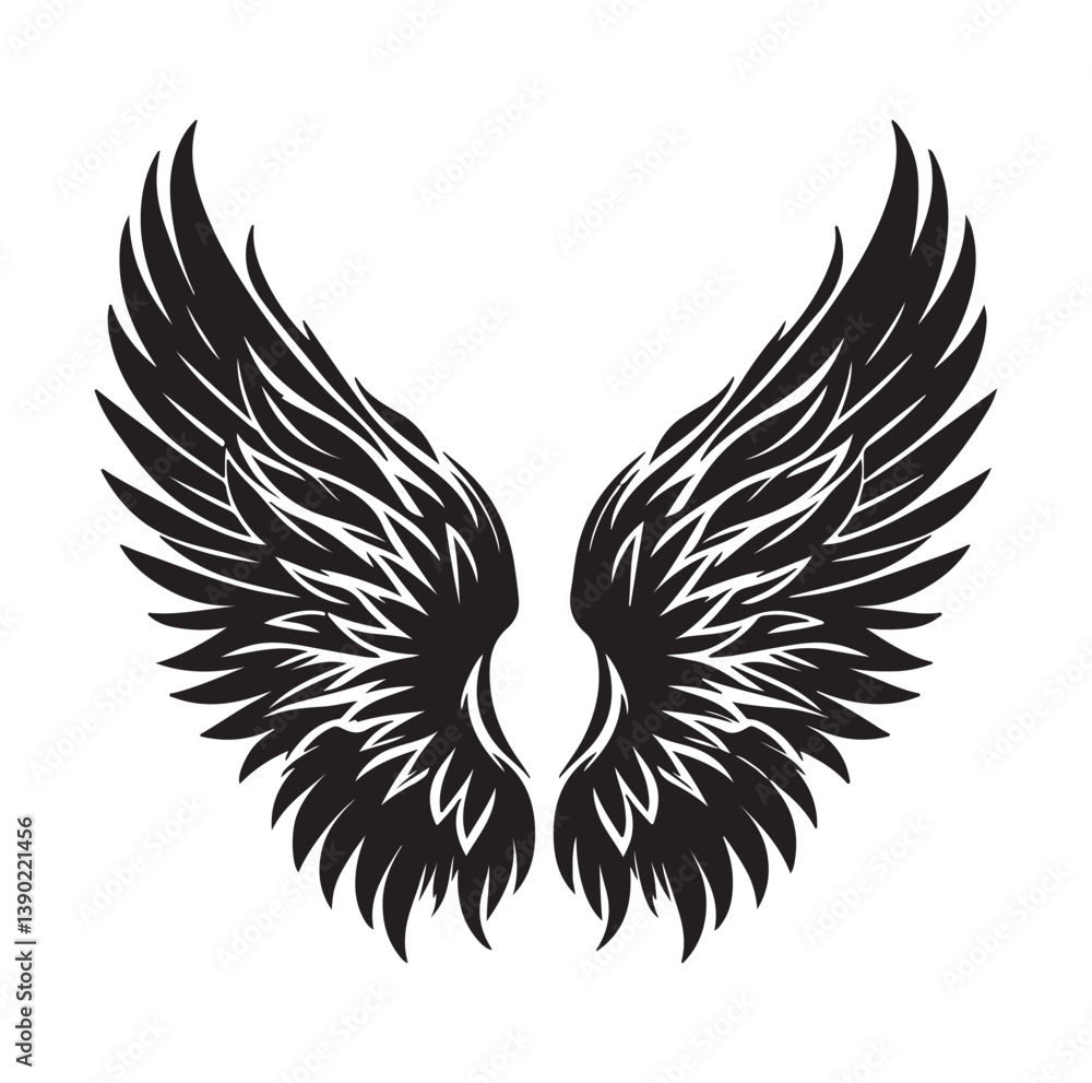 Fototapeta premium Wings icons silhouette vector for your design on white background