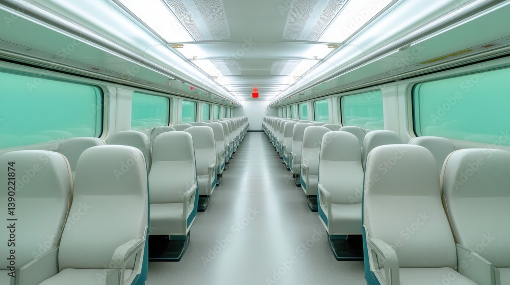 Fototapeta premium Modern train interior with sleek design and spacious seating cre