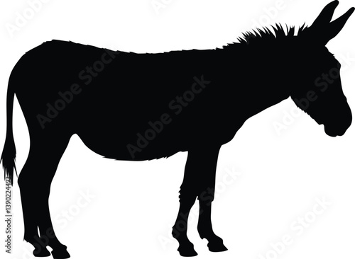 donkey black silhouette vector, donkey icon clip art