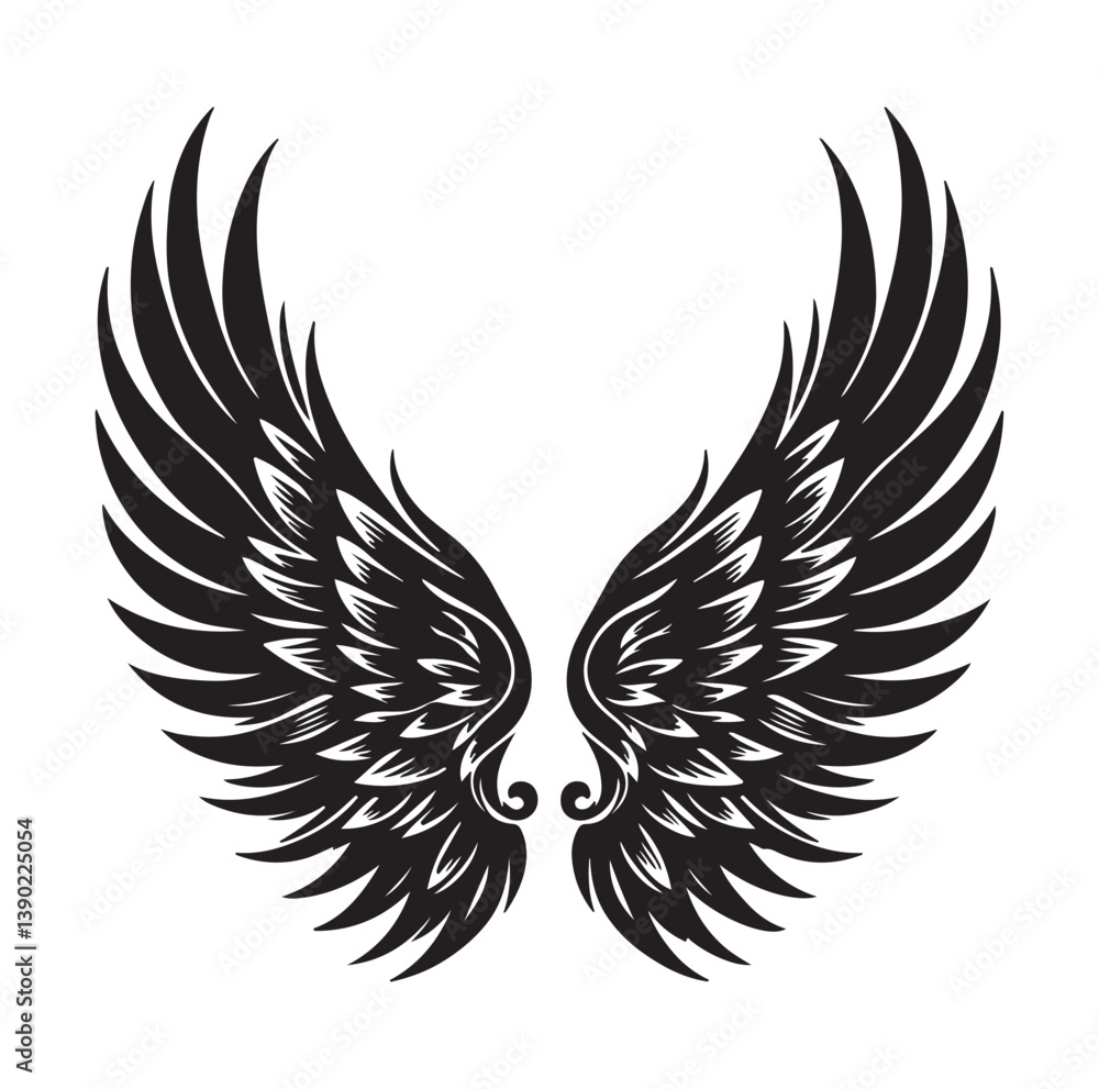 Fototapeta premium Wings icons silhouette vector for your design on white background