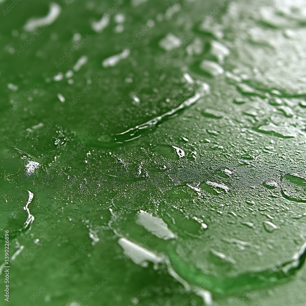 Green surface with water droplets Green surface with water droplets