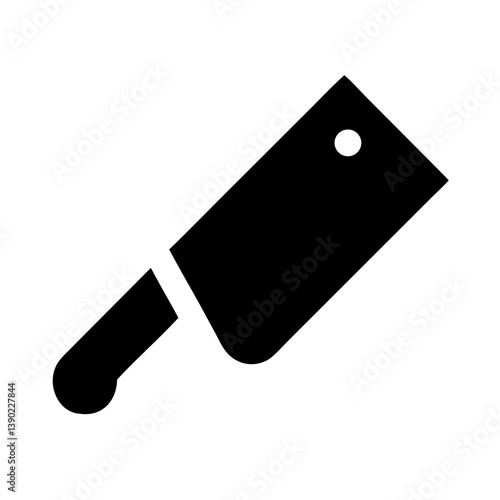 Black chopping knife icon silhouette on white background  