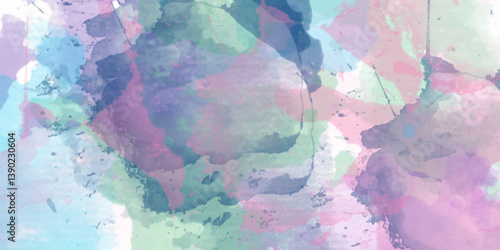 Abstract translucent multicolored watercolor background. Watercolor background. 3D illustration, 3D rendering. Colorful gradient ink colors wet effect hand drawn canvas background .