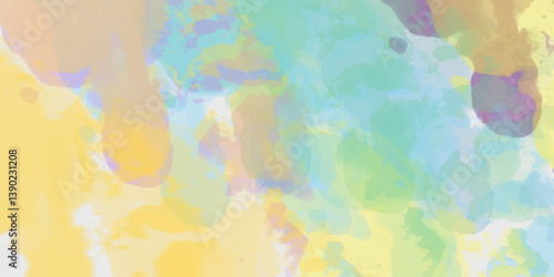 Abstract translucent multicolored watercolor background. Watercolor background. 3D illustration, 3D rendering. Colorful gradient ink colors wet effect hand drawn canvas background .
