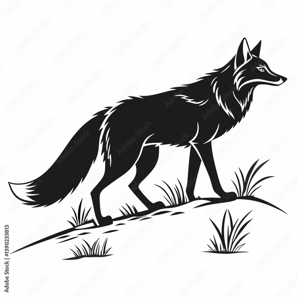 Obraz premium silhouette of a sleek fox