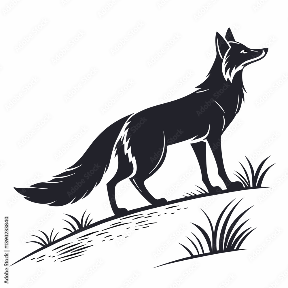 Fototapeta premium silhouette of a sleek fox