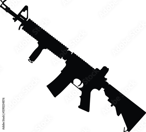 Military Rifle Black and White Illustration