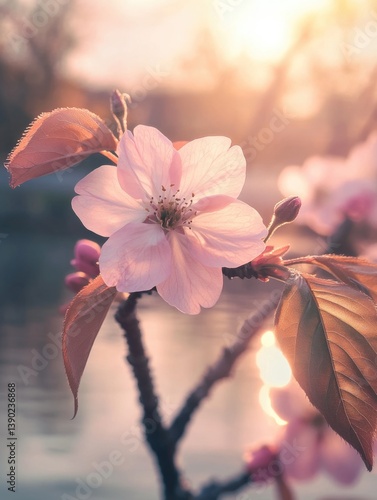 Flower on tree trunk