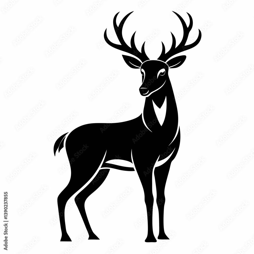 Obraz premium Noble Deer Silhouette Vector Art