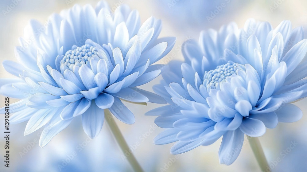 Obraz premium Delicate light blue chrysanthemum flowers