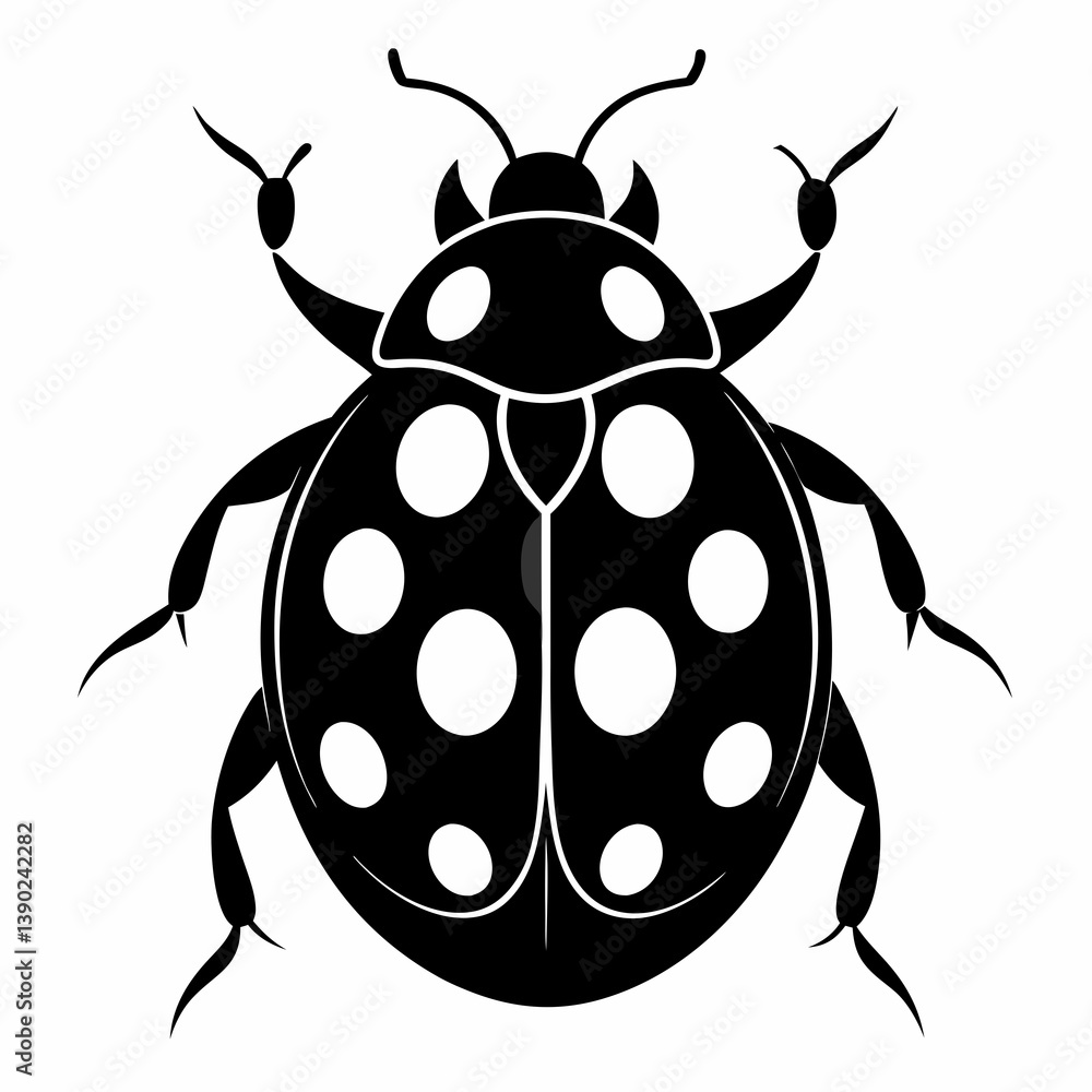 Ladybug vector silhouette black design white background Ladybug vector silhouette black design white background