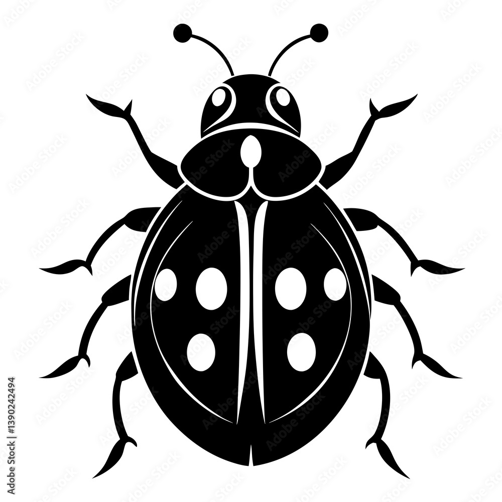 Ladybug vector silhouette black design white background Ladybug vector silhouette black design white background