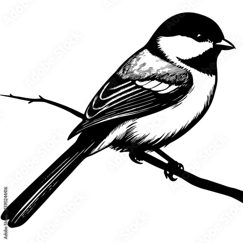 bird on a branch silhouettes on transparent background