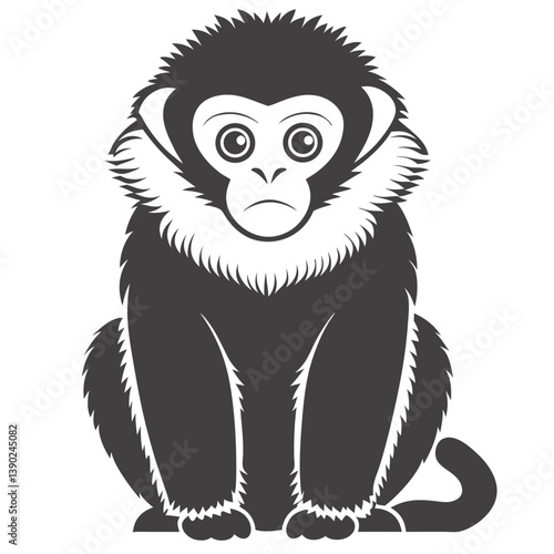 Cute Macaque Monkey Vector Illustration In Simple Graphic Style Design