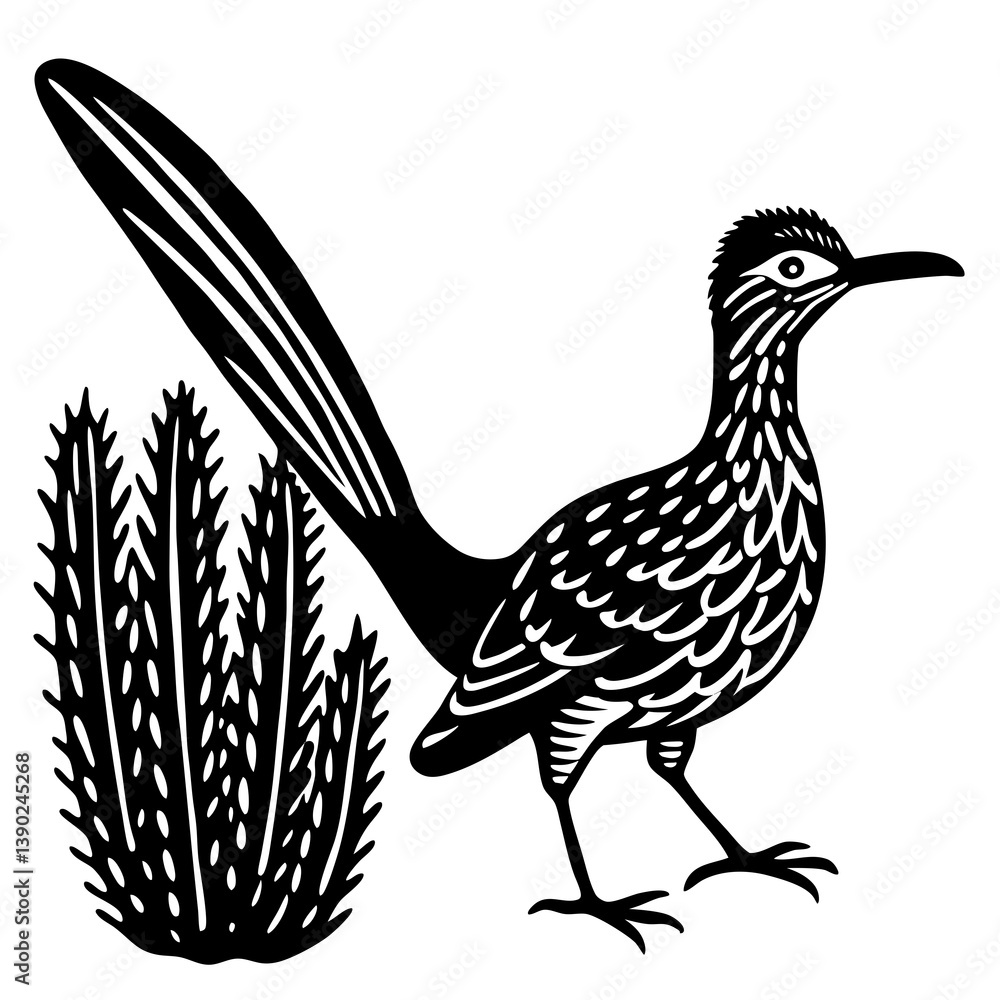 Obraz premium Black and white bird illustration of silhouette 