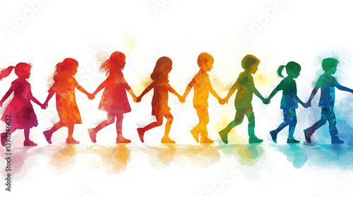 group of children holding hands