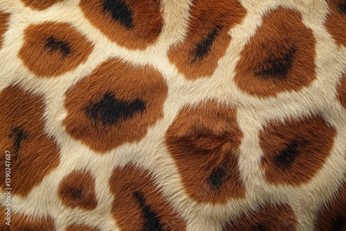 Detailed view of giraffe fur, highlighting its unique pattern and texture