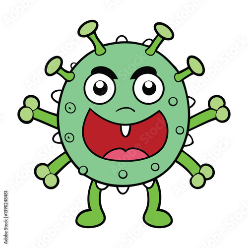A terrifying COVID-19-zombie-monster with virus-like skin, glowing eyes, and infectious claws, spreading chaos and fear with every toxic breath and groan.