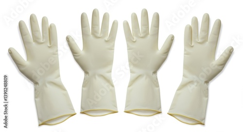 Pair of medical safety gloves set against plain backdrop demonstrating cleanliness