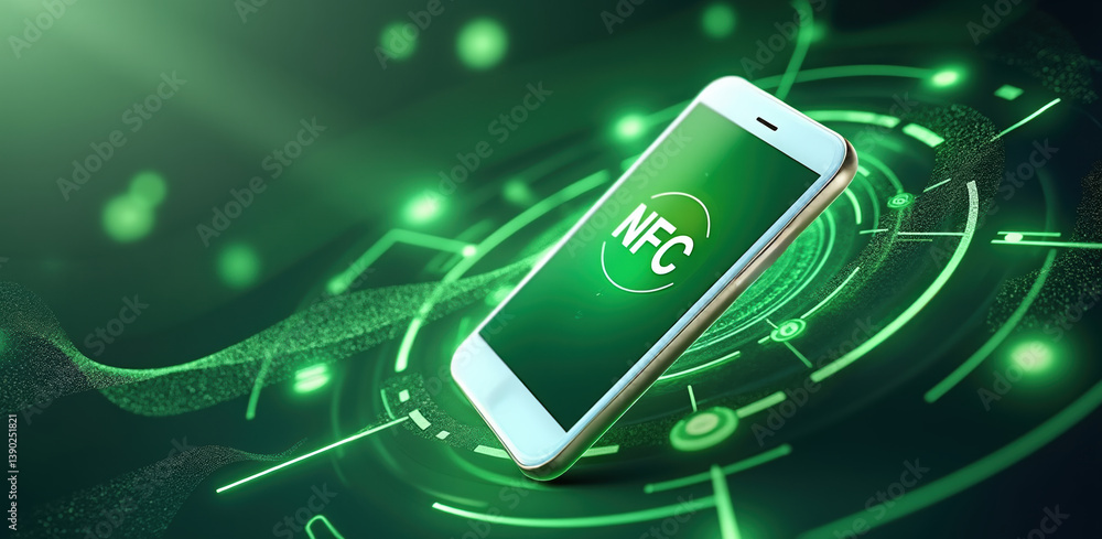 smartphone displaying NFC technology symbolizes future of digital payments, enhancing security and streamlining logistics for users